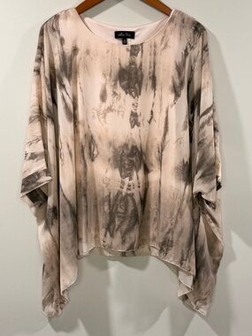 Melissa Paige Women’s Taupe and Beige Abstract Tie-Dye Dolman Top Size XS